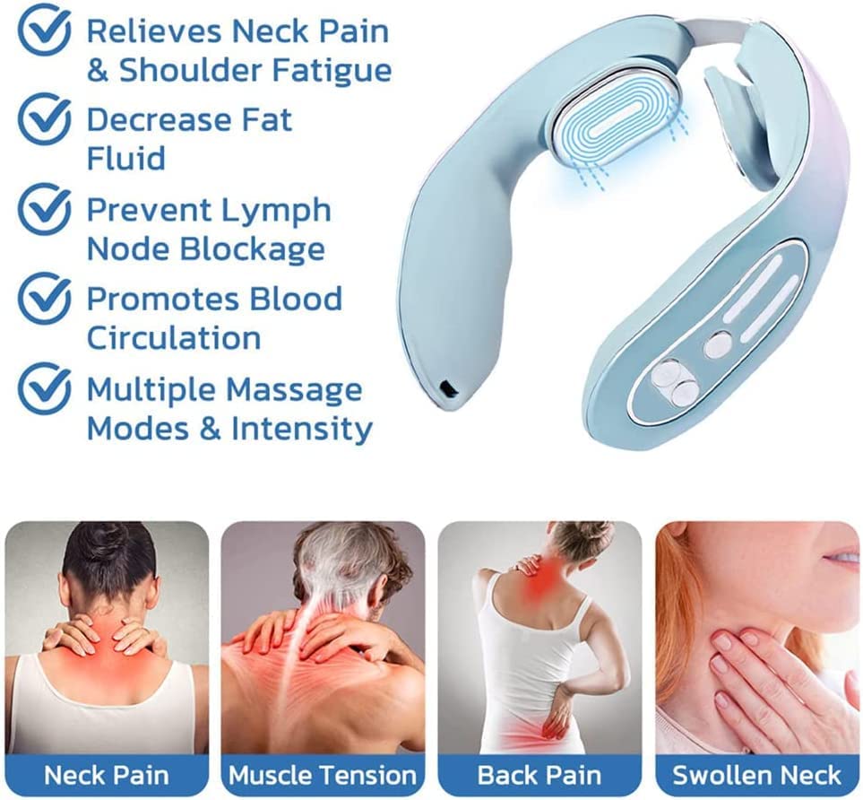 Neck Acupoints Lymphvity Massage Device for Women, Cordless Neck Massager for Pain Relief Portable Neck Relaxer, Lymphatic Drainage Machine with 12 Modes Christmas Mother's Day Father's Day Gifts (1)