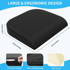 TranquilRelax Large Seat Cushion, Soft Foam Cushion for Long Sitting Hours on Office Chair, Home & Car, Non-Slip Chair Pad for Relieving Back & Sciatica & Hip & Coccyx Pain (Black)