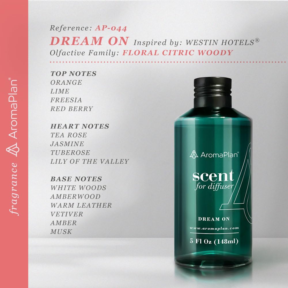 Aromaplan Hotel Scents Dream On 5 Fl Oz, USA Fragrance- Home Luxury Aroma & Hotel Collection Diffuser Oil- Hotel Diffuser Oil for Aromatherapy- USA Made, Bigger Bottle, Bolder Aroma & Longer Lasting