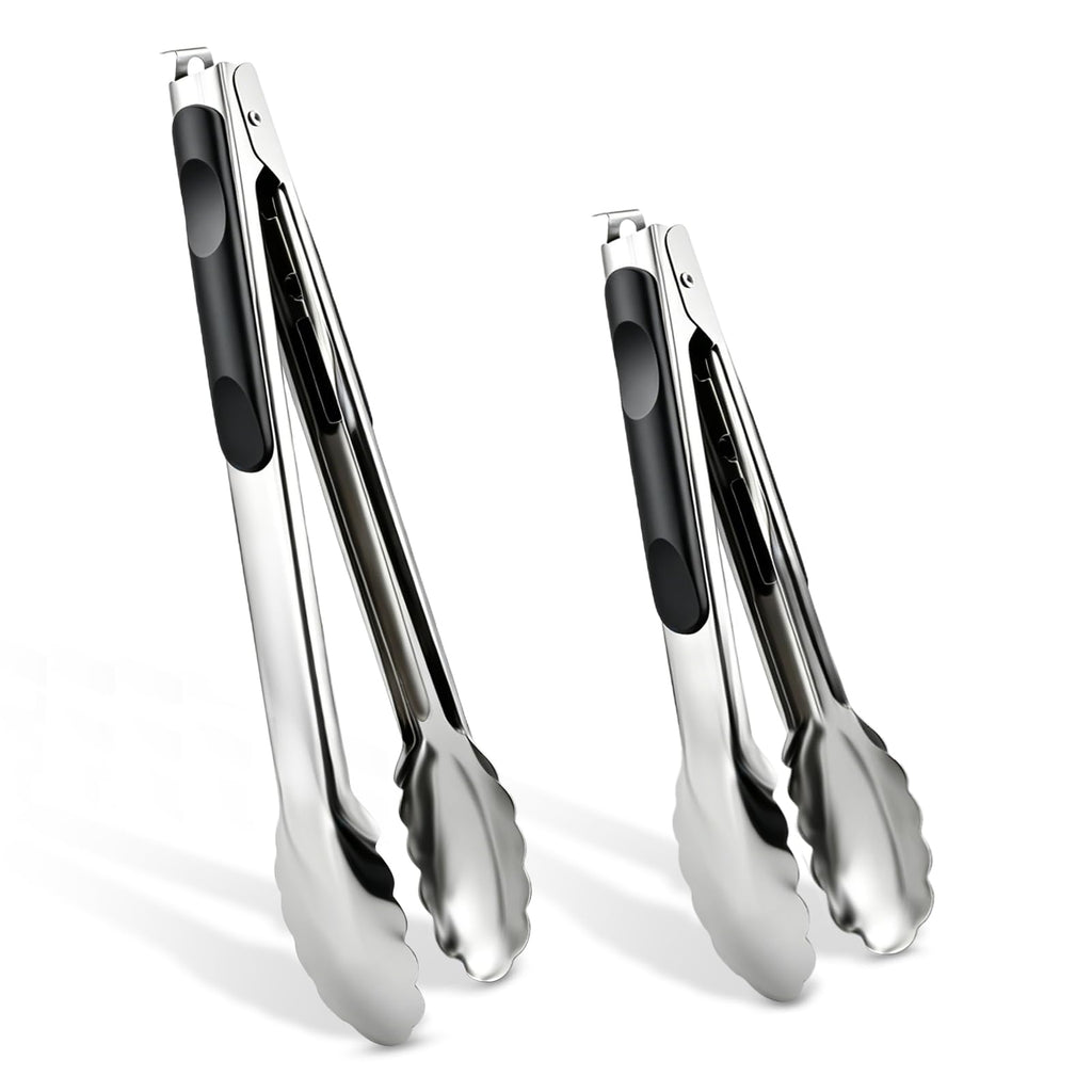 AskBed 2 Pcs 9/12 Inch Kitchen Tongs for Cooking, BBQ & Salad