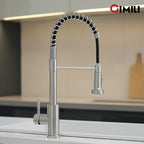 GIMILI Kitchen Faucet with Pull Down Sprayer Single Hole Stainless Steel Sink Faucet, Suitable for Farmhouses, RV, Laundry Room, Outdoor, and Campers. Llave para fregadero de cocina Brushed Nickel