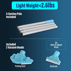 Rechargeable Handheld Pool Vacuum Set with Adjustable Pole and 2 Interchangeable Brush Heads, Ideal for Above-Ground Pools, Hot Tubs, Spas, and Small Pools up to 20ft – Cordless Spot Cleaner(Blue)