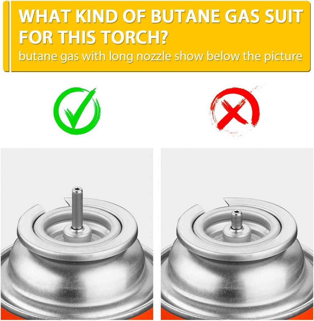 TBTeek Butane Torch with Fuel Gauge T907, One-hand Operation Kitchen Torch Lighter with Adjustable Flame for BBQ, Baking, Brulee Creme, Crafts and Soldering, 2 Pack(Butane Not Included)