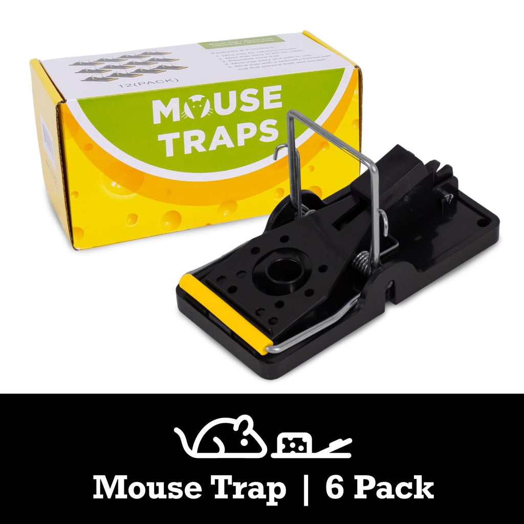 TwinTech Stainless Steel Mechanical Mouse Traps for Indoor and Outdoor Rodent Control | Reusable Rat Traps with Stainless Steel Snap Trap | Safe Mouse Snap Traps with Finger Protection | 6-Pack