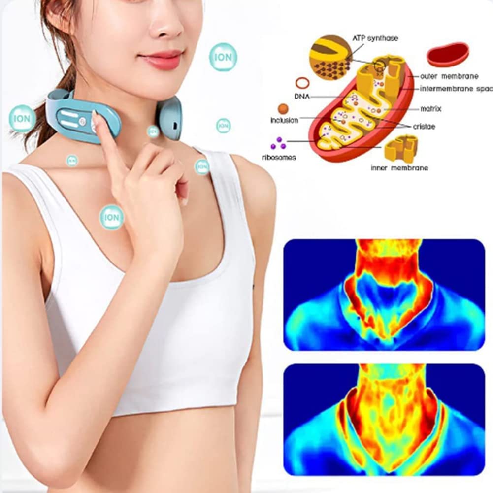 YCNASSS EMS Neck Massager Device, Neck Acupoints Lymphatic Drainage Machine 12 Modes Neck Lymphatic Massager for Pain Relief USB Charge for Women Men Gift