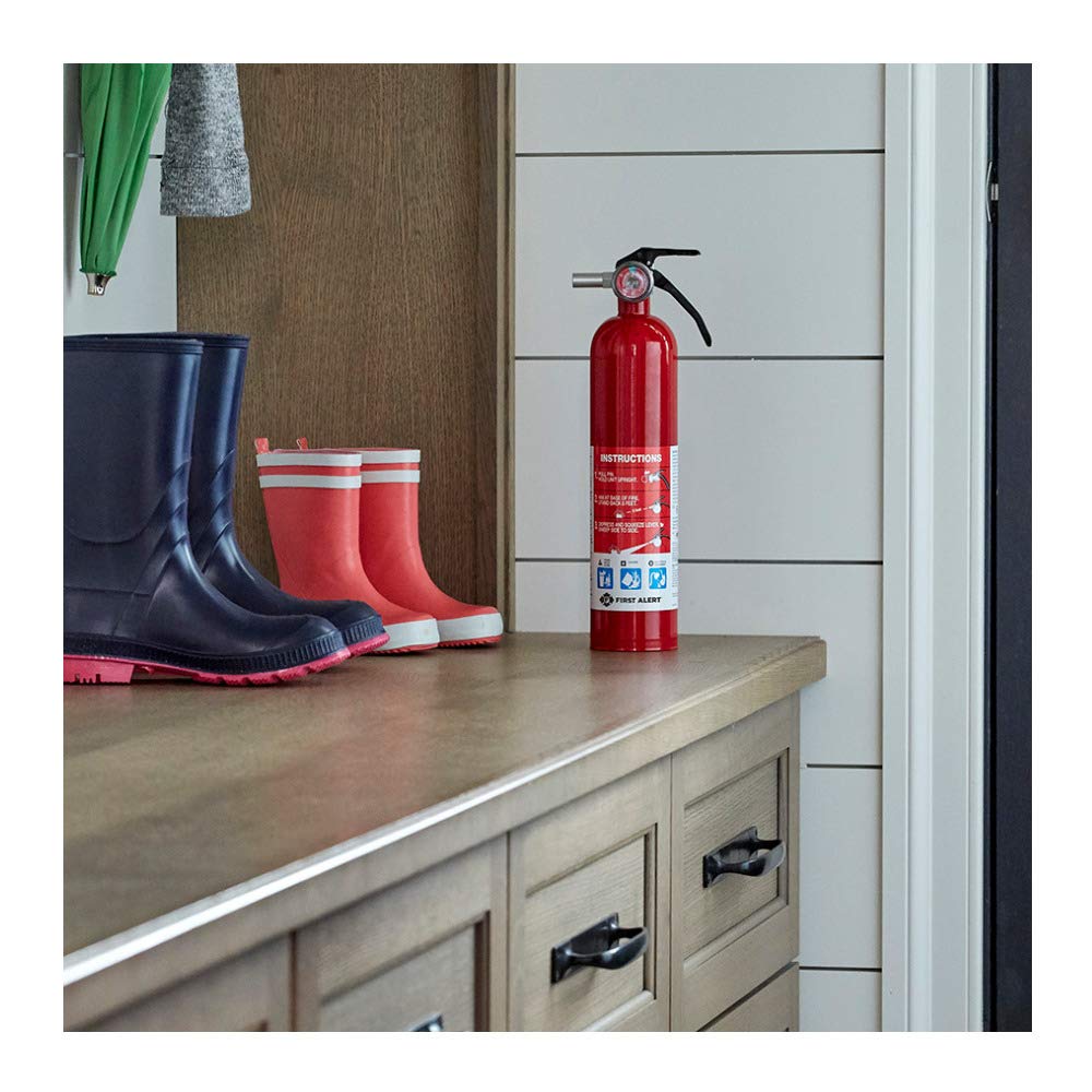 First Alert HOME1 Rechargeable Standard Home Fire Extinguisher UL Rated 1-A:10-B:C, Red