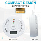 2 Pack Carbon Monoxide Detectors,CO Detectors Battery Powered,Carbon Monoxide CO Alarms with Light&Digital Display for Home,Bedroom,Kitchen,Office