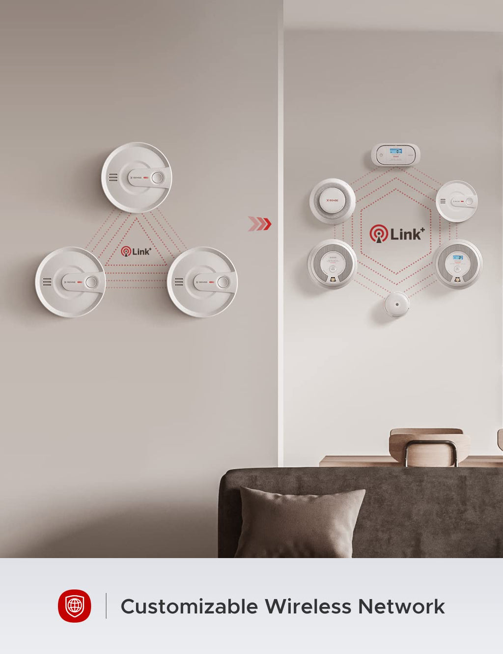 X-Sense Smoke Detector, Wireless Interconnected Smoke Alarm with 10-Year Battery Life and Transmission Range of Over 820 ft, SD20-W, Pack of 1