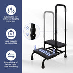 YHK Step Stool with Handle for Elderly, Heavy Duty 2 Step Stool with Handrail, Bedside Steps for High Beds for Adults, Seniors, and People with Mobility Impairments, Maximum Weight Capacity 440 lbs