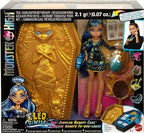 Monster High Doll & Accessories, Cleo De Nile Golden Glam Case Beauty Kit with Tattoos, Stickers & Necklace for Kids