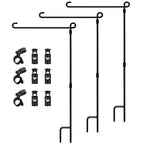 Garden Flag Stand, Premium Garden Flag Pole Holder Metal Powder-Coated Weather-Proof Paint with one Tiger Clip and Two Spring Stoppers Without Flag 3 Pack