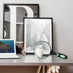 GYANDULY Large Magnifying Glass 10X Handheld Reading Magnifier for Seniors & Kids - 100MM 4INCHES Real Glass Magnifying Lens for Book Newspaper Reading, Insect and Hobby Observation, Classroom Science (Green)
