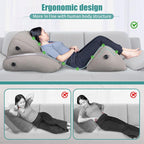 SAHEYER Inflatable Bed Wedge Pillow Set, 2 PCS Post Surgery Support Pillow for Back, Knees, Leg Pain Relief, Adjustable Sitting Pillows for Acid Reflux, Anti Snoring, Heartburn, GERD Sleeping, Grey