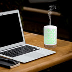 Ceramic Ultrasonic 100ml Aromatherapy Diffuser with Lavender Lemon Orange Peppermint Essential Oils Handcrafted Mist Humidifier Diffuser 7 LED Colors Changing Lights for Home Office