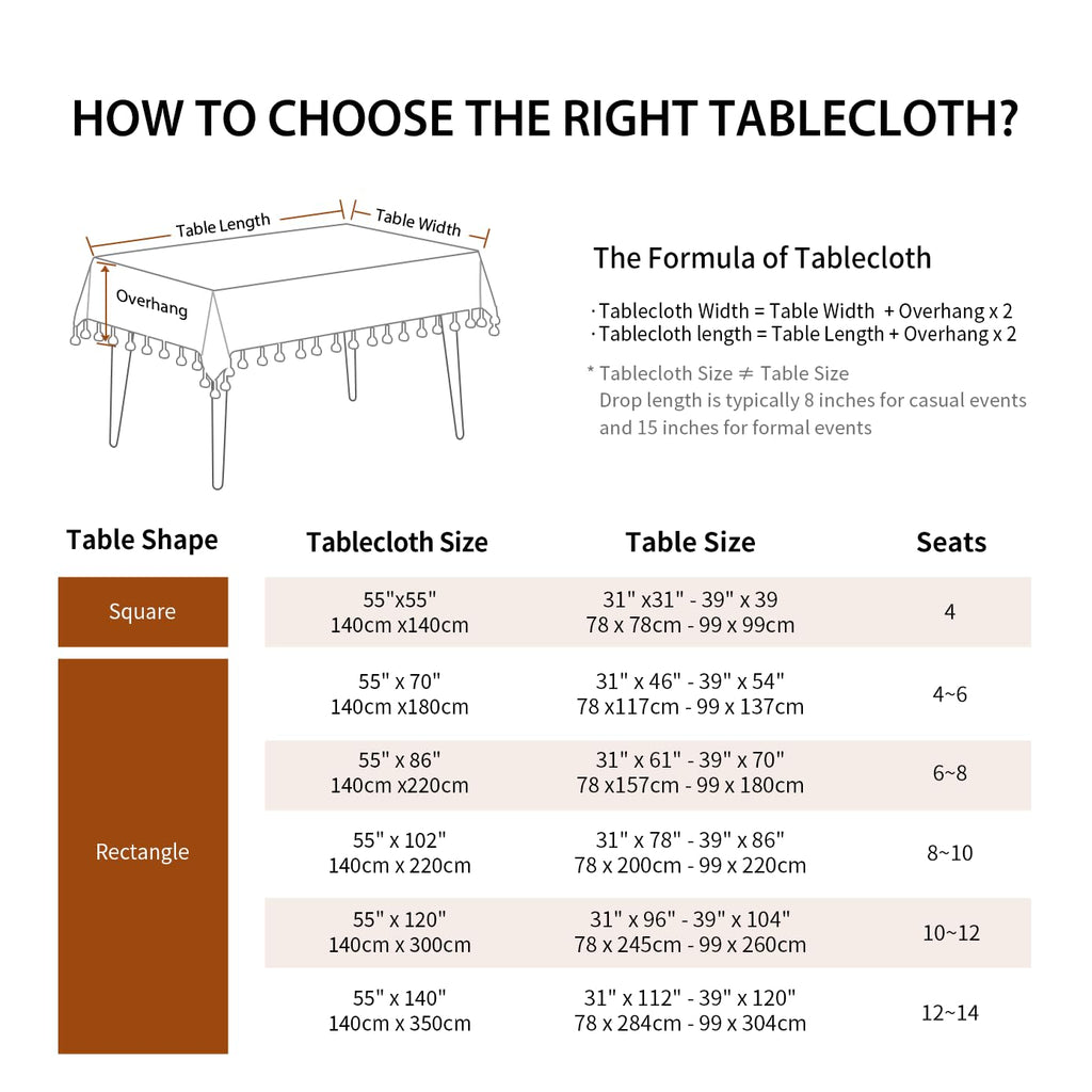 Deep Dream Tablecloths, Waterproof Table Cloth, Linens Wrinkle Free Anti-Fading, Rustic Table Cover Decoration for Kitchen Dinning Christmas (Rectangle/Oblong, 55''x70'',4-6 Seats, Light Coffee)
