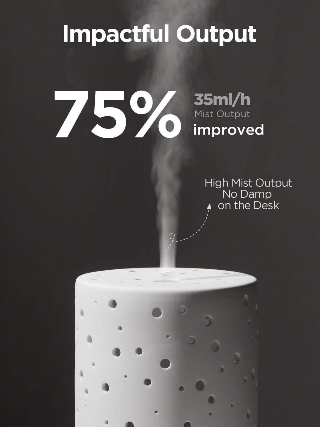 InnoGear Essential Oil Diffuser, 150ml Ceramic Diffuser Ultrasonic Air Diffusers Humidifier Cool Mist Aromatherapy Diffuser with 2 Mist Modes Waterless Auto Off for Home Office, White