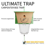 Best Bee Brothers Ultimate Carpenter Bee Trap for Outside with Large, Clear External Receptacle, Internal Bee Vault & Spring-Loaded Door, 5.75" L x 6" W x 4.5" H