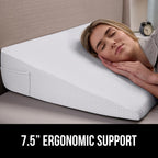 GORILLA GRIP Bed Wedge Ergonomic Sleeping Pillow, Soft Dual Layer Memory Foam, Stay in Place Dots, Breathable Cover, Headboard Triangle Sleep Support for Reading Acid Reflux Anti Snoring, 7.5in White