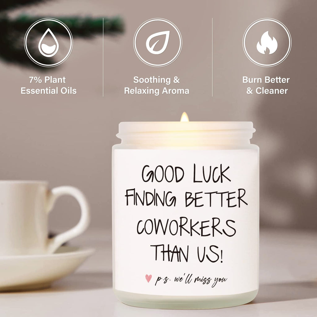 BAUBLEDAZZ Coworker Leaving Gifts for Women, Farewell Gifts for Coworkers- Handmade Lavender Soy Wax Candle(7oz)- Funny Going Away Gift for Coworker, Goodbye Gifts for Coworkers