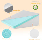 Ruqmuis Bed Wedge Pillow for Sleeping, 12" Wedge Pillows for After Surgery, Soft Memory Foam Top, Triangle Pillow Wedge, Body Positioners for Leg Elevation, Acid Reflux, Gerd, Snoring Relief, White
