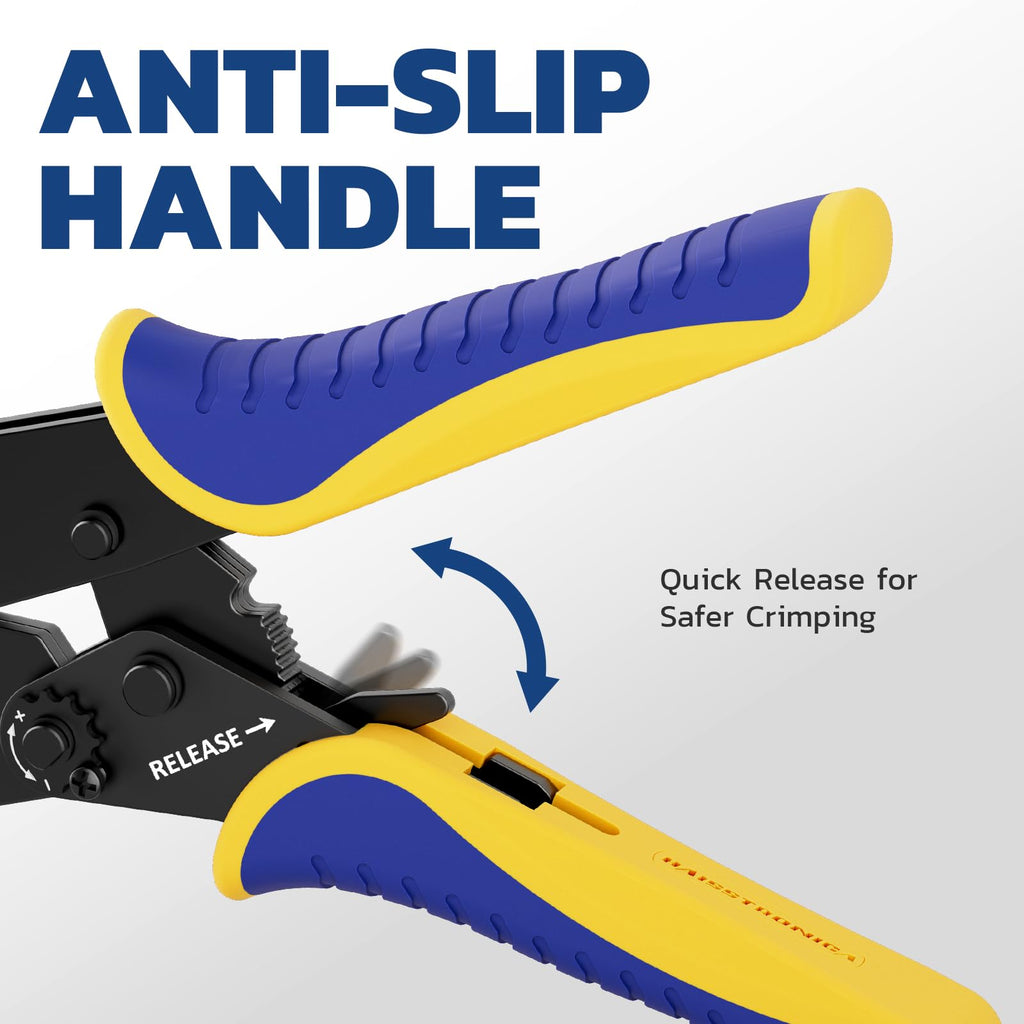 haisstronica Crimping Tool For Heat Shrink Connectors-AWG 26-10 Ratchet Wire Terminal Crimper-Ratcheting Crimper Tools-Available For Insulated Nylon Connectors and Electrical Wire Connectors HS-8327