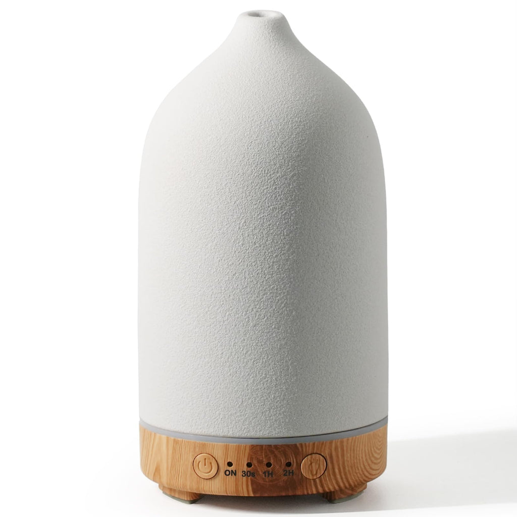 Diffuserlove Ceramic Diffuser Essential Oil Diffusers Aromatherapy Essential Oil Diffuser for Room Air Diffuser for Home Bedroom Stone Diffuser Yellow Wood Pattern Base