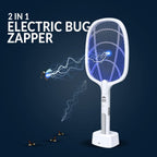 WBM SMART 2 in 1 Electric Bug Zapper, Mosquitoes Trap Lamp & Racket, USB Rechargeable Electric Fly Swatter for Home and Outdoor Powerful Grid 3-Layer Safety Mesh Safe to Touch, Pack of 2