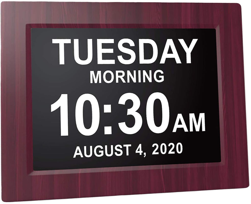 American Lifetime 【New 2024 Dementia Clock Large Digital Clock for Seniors, Digital Clock Large Display, Custom Alarms, Clock with Day & Date for Elderly, Large Number Digital Clock Mahogany, 15 Inch