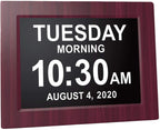 American Lifetime 【New 2024 Dementia Clock Large Digital Clock for Seniors, Digital Clock Large Display, Custom Alarms, Clock with Day & Date for Elderly, Large Number Digital Clock Mahogany, 15 Inch