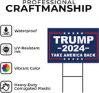 Trump 2024 Yard Sign with H-Stakes - Double Sided 18x12 Inch Trump Take America Back Signs, Placard Voted for Trump Lawn Signs Triggering Signs Rally Decoration Outdoor Lawn Yard Signs