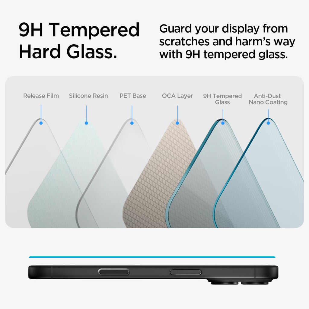 Spigen Tempered Glass Screen Protector [GlasTR EZ FIT] designed for iPhone 16 / iPhone 15 [2 Pack]