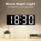 JALL 12'' Large Digital Wall Clock with Remote Control, Big LED Screen Dispaly, 8 RGB Colors, DST, Night Light for Living Room, Bedroom, Gift for Elderly (Black)