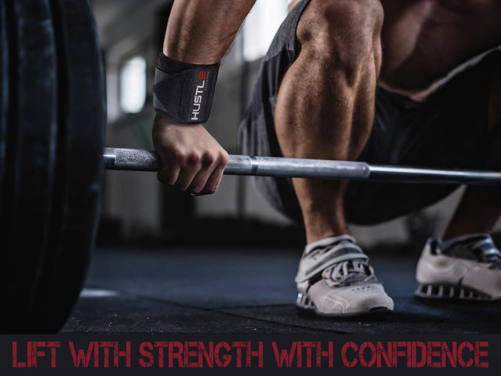 Hustle Athletics Wrist Wraps - Best Weightlifting Support (Professional Competition Grade Wrap) - Brace Your Wrists to Push Heavy, Avoid Injury & Improve Your Workout - for Men & Women