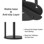 Paper Towel Holder Black, Premium Stainless Steel Kitchen Roll Dispenser, Countertop Roll Organizer with Weighted Base