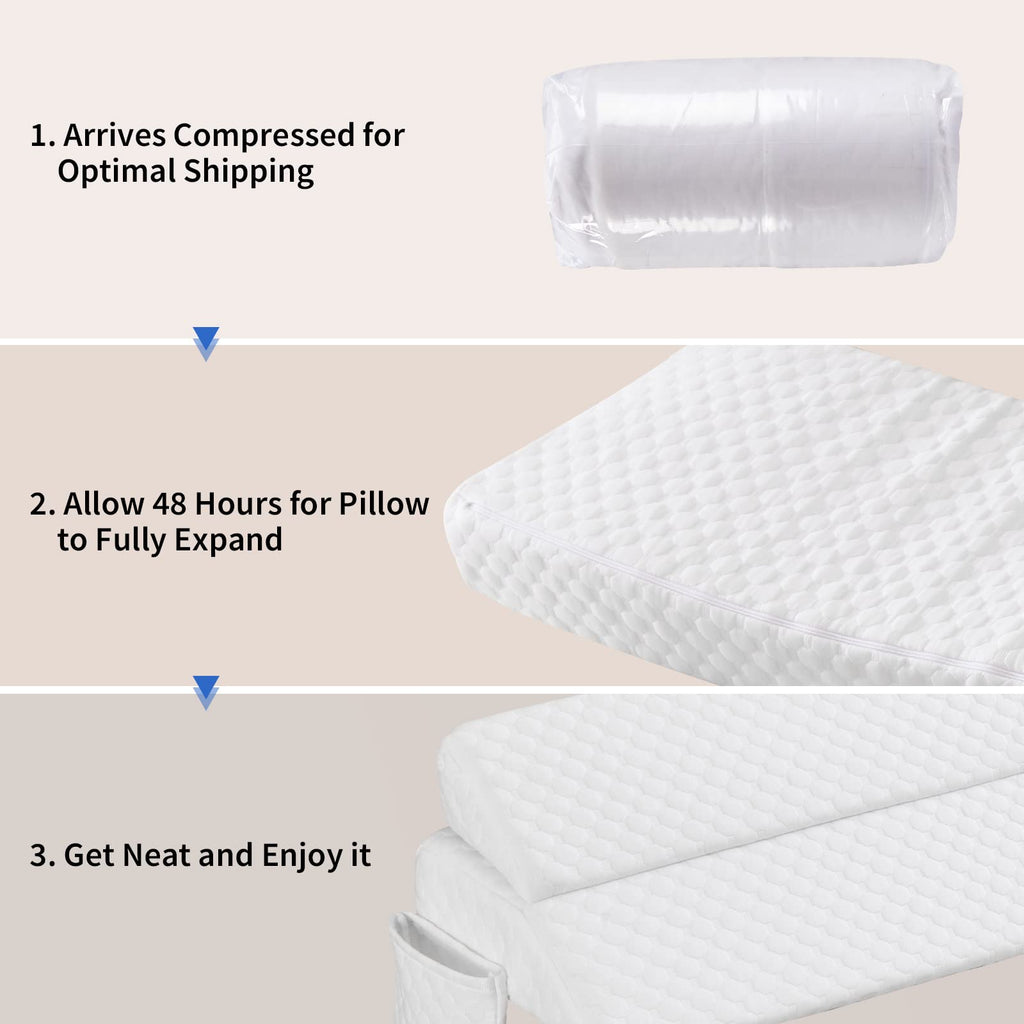 EUHAMS Twin Size Bed Wedge Pillow - Bed Gap Filler Mattress Wedge Headboard Pillow Close The Gap 0-7" Between Your Headboard and Mattress or Wall for Sleeping Backrest Pillow (39"x10"x6" White)