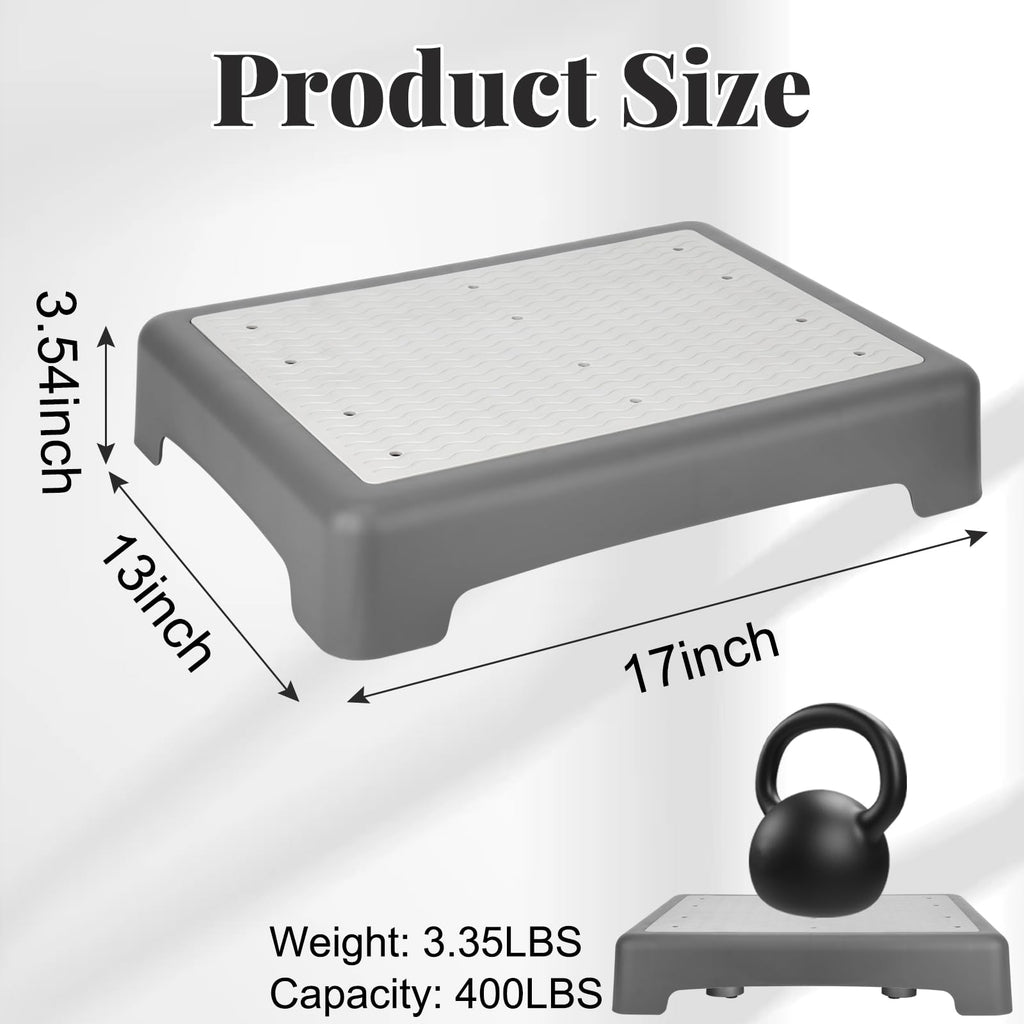 RayLove Mobility One Step Stool for Adults & Seniors, Non-Slip Bathroom Step Stool, Indoor/Outdoor Portable Stair Assist, Platform Step for Office, Kitchen, Cars and Bedroom, 400lbs Capacity, Grey