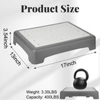 RayLove Mobility One Step Stool for Adults & Seniors, Non-Slip Bathroom Step Stool, Indoor/Outdoor Portable Stair Assist, Platform Step for Office, Kitchen, Cars and Bedroom, 400lbs Capacity, Grey