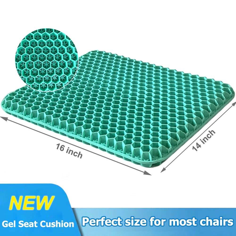 Gel Seat Cushion, Double Thick Egg Gel Cushion for Pressure Pain Relief, Breathable Wheelchair Cushion Chair Pads for Car Seat Office Chair (Green)