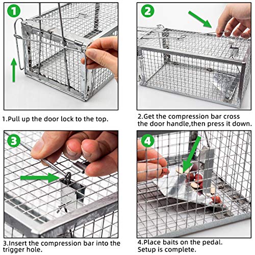 Kensizer Animal Humane Live Cage Trap That Work for Rat Mouse Chipmunk Mice Voles Hamsters and Other Small Rodents, Trampa para Ratones, Catch and Release