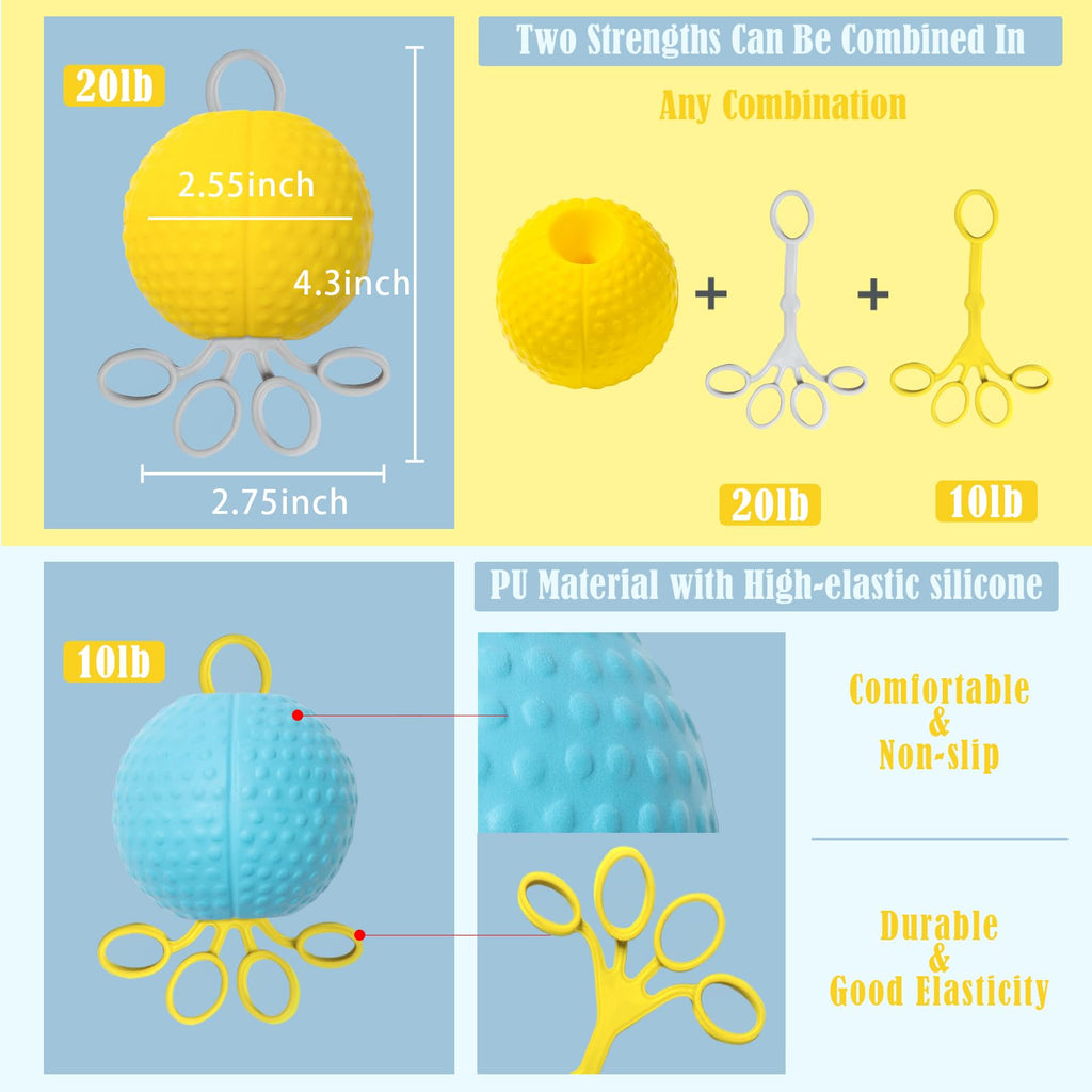 JFGLORIX Hand Exercise Balls Finger Strengthener Therapy Hand Balls Finger Exerciser Balls Finger Stretching and Rehabilitation Training for the Elderly 6 Piece Set.