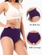 Molasus Incontinence Underwear for Women High Absorbency Period Leakproof Cotton Underwear Heavy Flow Menstrual Protective Panties Bladder Control Briefs 3 Pack,Multicolor,Large