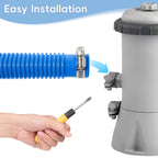 Replacement Pool Hoses for Above Ground Pools 1 1/4, 59" Long Filter Pump Hose, 4 Pack Pool Pump Hose with 8 Metal Clamps (Blue)
