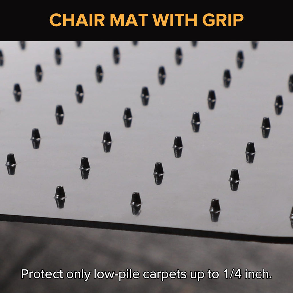 QQpony Office Chair Mat, 48" x 36" Chair Mat for Carpeted Floors, Heavy Duty Vinyl Mat with Grips, Rolling Computer Desk Floor Mat for Home Office (Black)