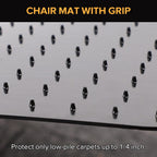 QQpony Office Chair Mat, 48" x 36" Chair Mat for Carpeted Floors, Heavy Duty Vinyl Mat with Grips, Rolling Computer Desk Floor Mat for Home Office (Black)
