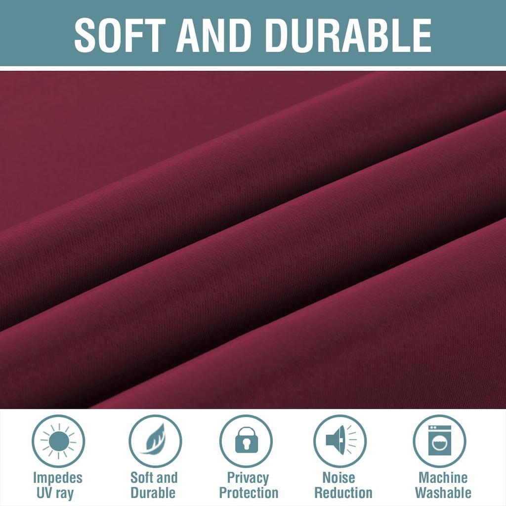H.VERSAILTEX Blackout Curtains for Bedroom 84 Inches Length Thermal Insulated Window Curtains for Living Room, Christmas Deals Curtain Panels, Antique Grommet - Burgundy Red, One Panel, 52" W x 84" L