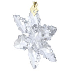 Swarovski Annual Edition 2024 Snowflake Ornament, Clear Faceted Crystal with Gold-Tone Metal Accents and Green Rayon Ribbon, Part of The Annual Edition Collection