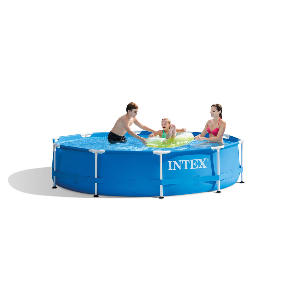 Intex 28200EH 10 Foot x 30 Inch 4 Person Outdoor Metal Frame Above Ground Round Swimming Pool with Easy Set-Up (Pump Not Included)