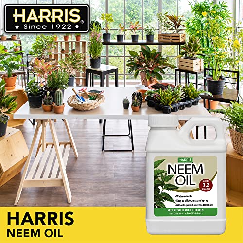 HARRIS Neem Oil Cold Pressed Water Soluble Concentrate, Makes 12 Gallons, 8oz NEEM-8C