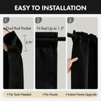 MIULEE 36 Inch Short Blackout Curtains Set of 4, Over Sink Kitchen Tier Curtain Thermal Insulated Privacy Drapes Mini Top & Bottom Rod Pocket Cafe Curtains for Small Windows Bathroom RV, Black