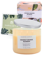 Coconut Orange Blossom 3 Wick Spring Candle - Highly Scented Soy Candles for Home - Large Stress Relief Candles –Aromatherapy Relax Candles for Women & Men 15.8 oz - Clean Burning Soy Candles